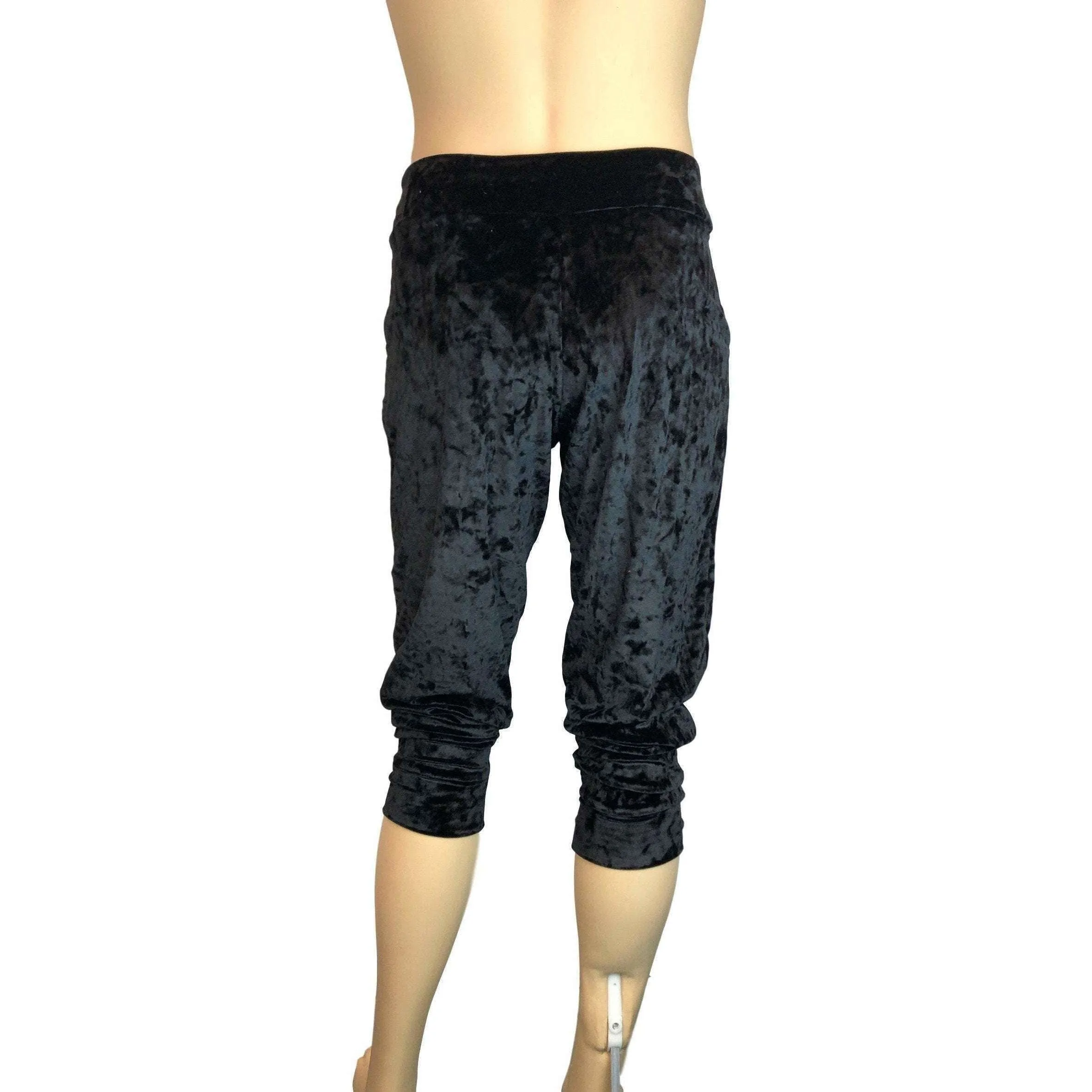 Men's Black Crushed Velvet Joggers w/ Pockets