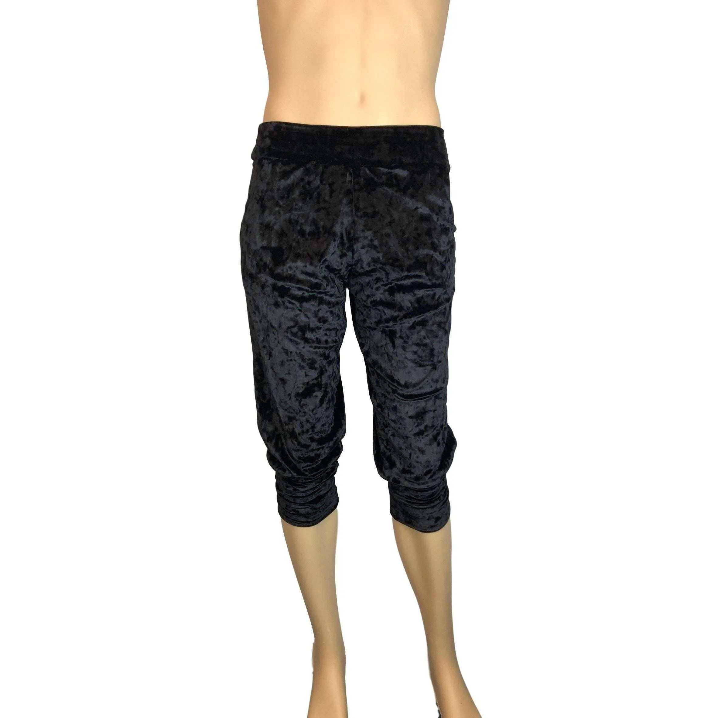 Men's Black Crushed Velvet Joggers w/ Pockets