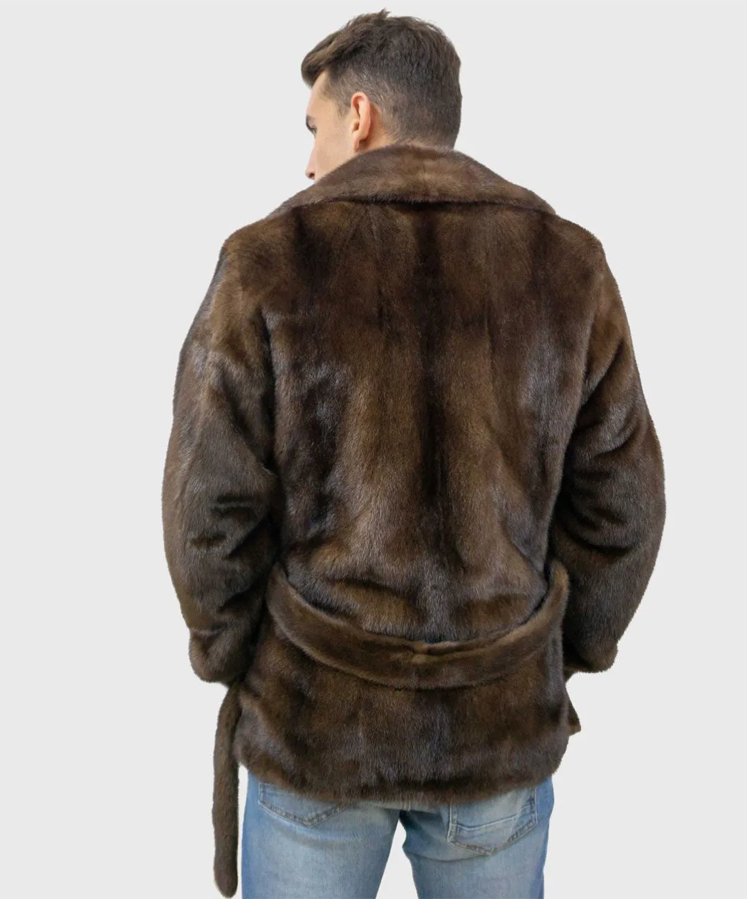 Men's Brown Robed Mink Fur Jacket