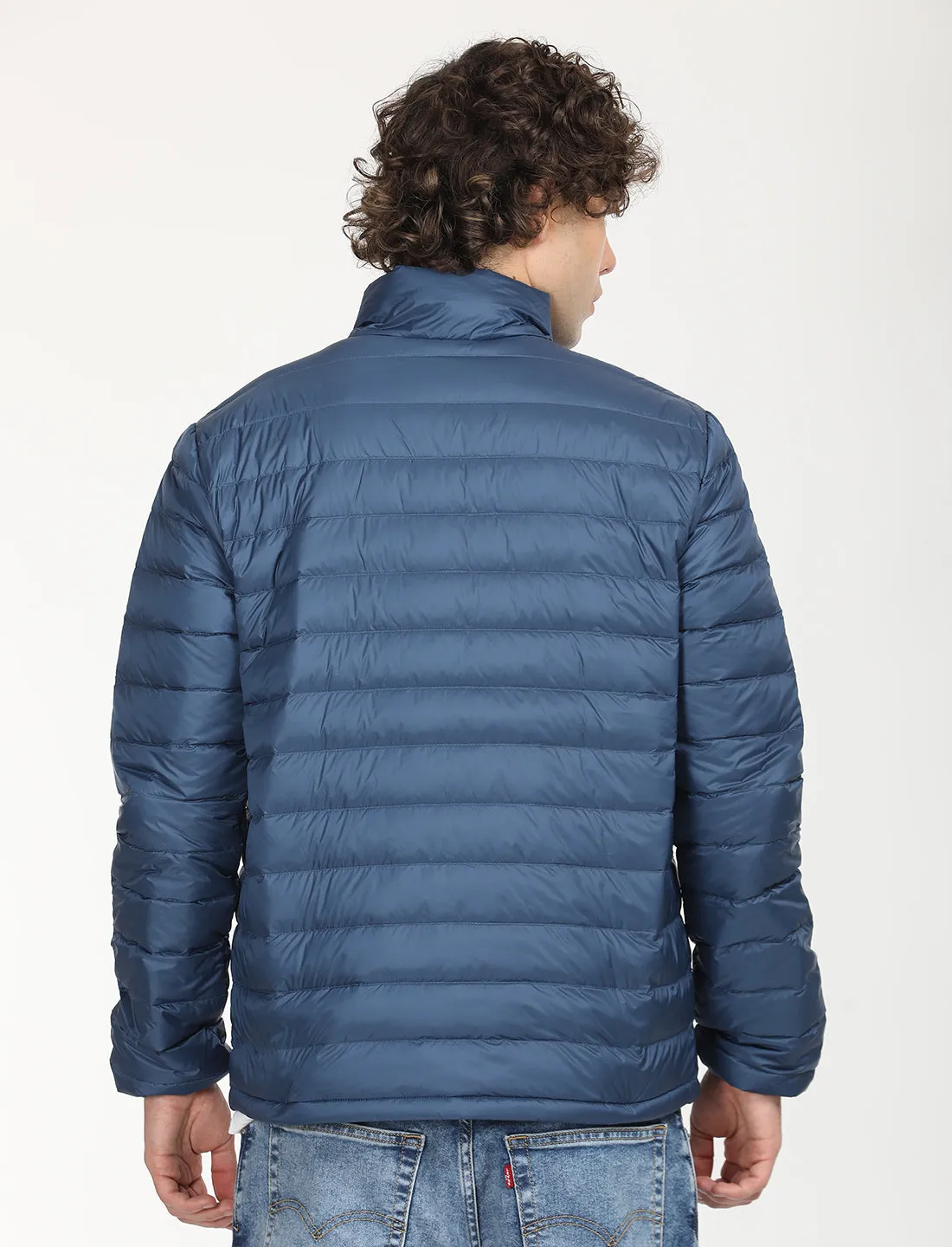 Men's Solid Blue Quilted Jacket