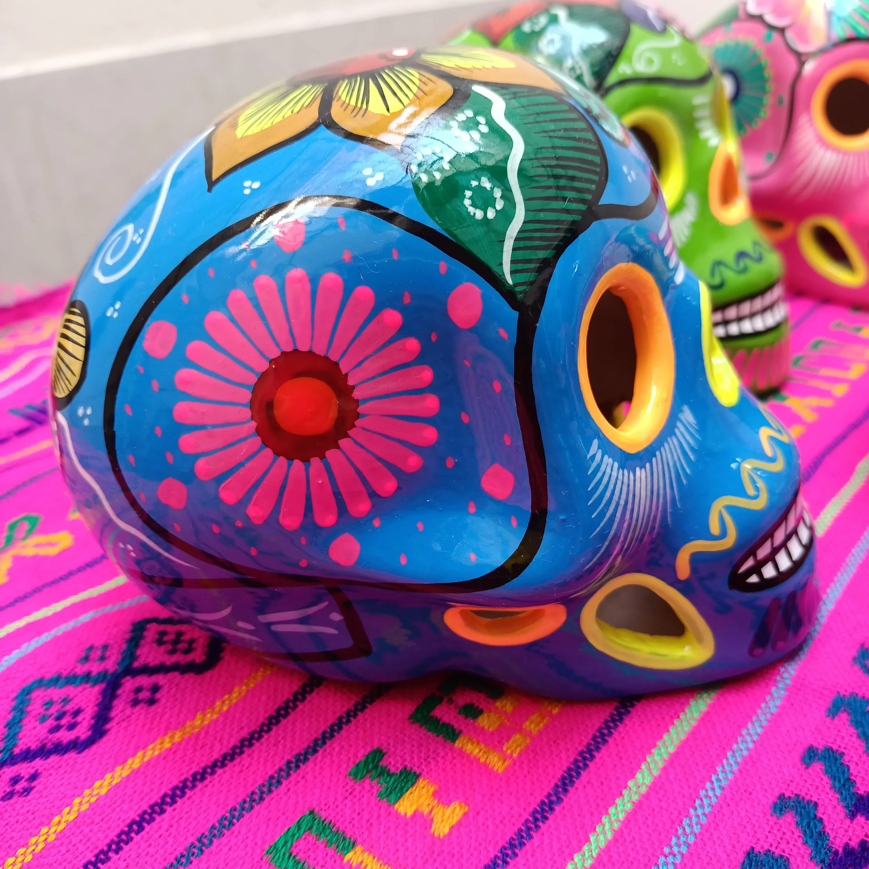 Mexican Ceramic Skulls Wholesale | Medium Sized Hand-painted Day of the Dead Decor