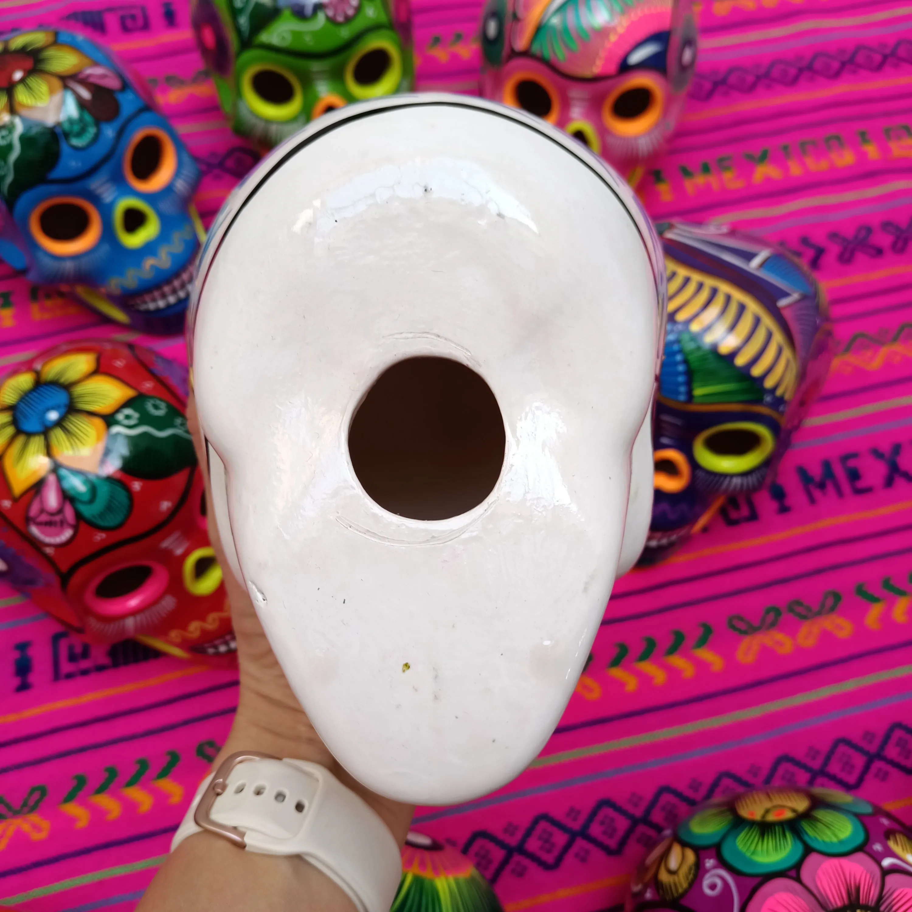 Mexican Ceramic Skulls Wholesale | Medium Sized Hand-painted Day of the Dead Decor