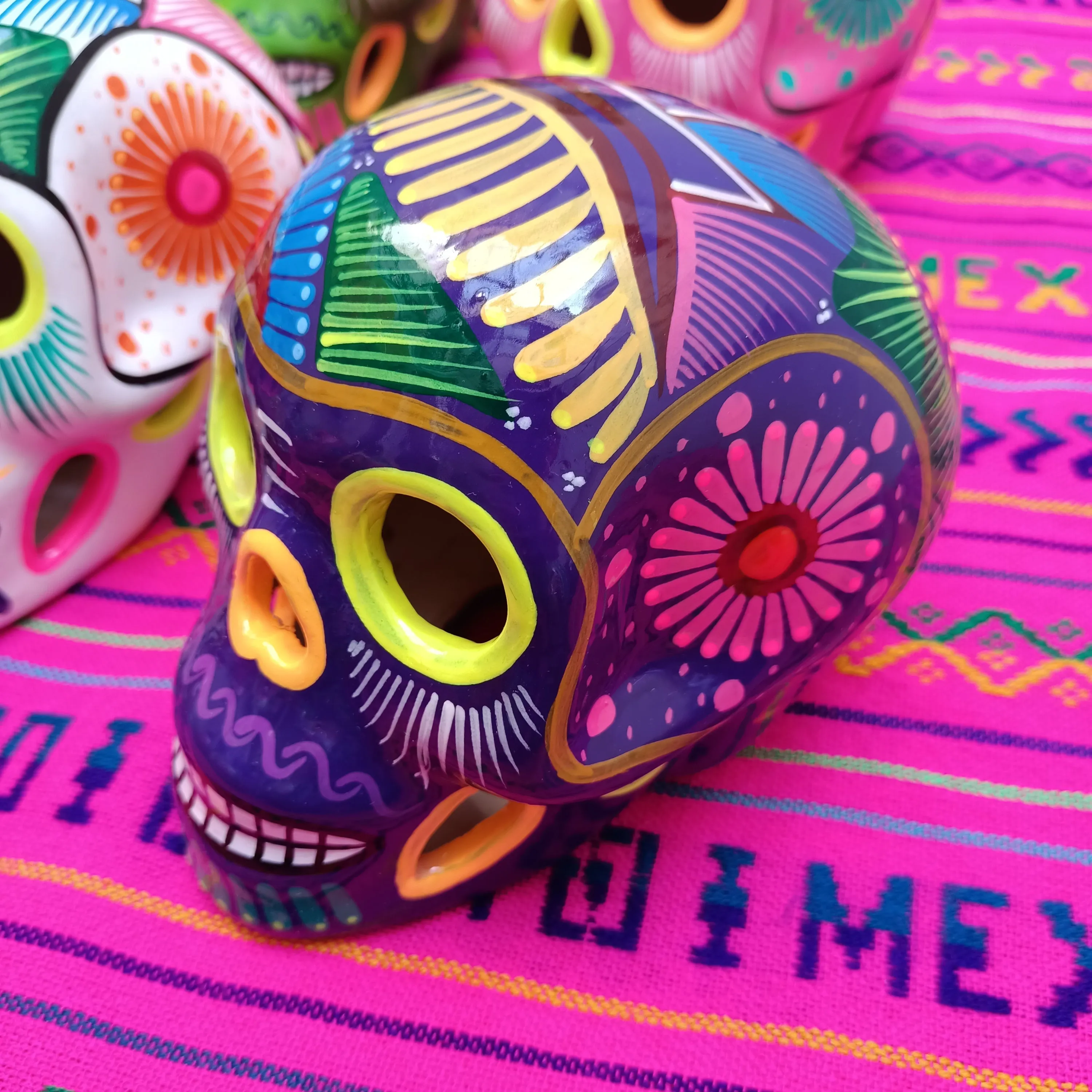 Mexican Ceramic Skulls Wholesale | Medium Sized Hand-painted Day of the Dead Decor