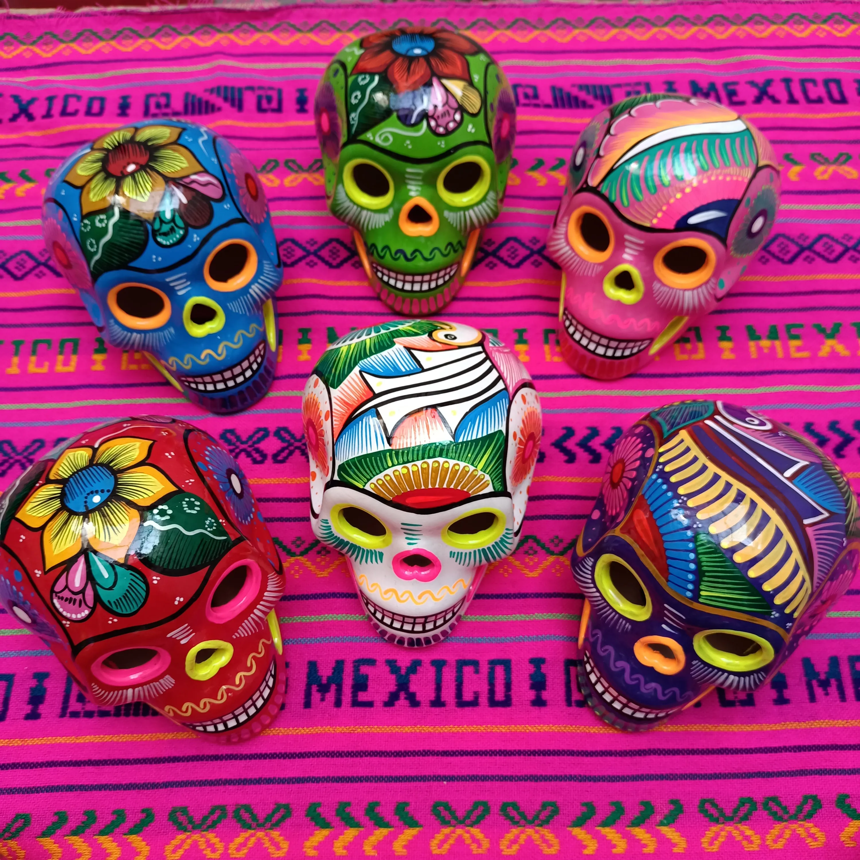 Mexican Ceramic Skulls Wholesale | Medium Sized Hand-painted Day of the Dead Decor