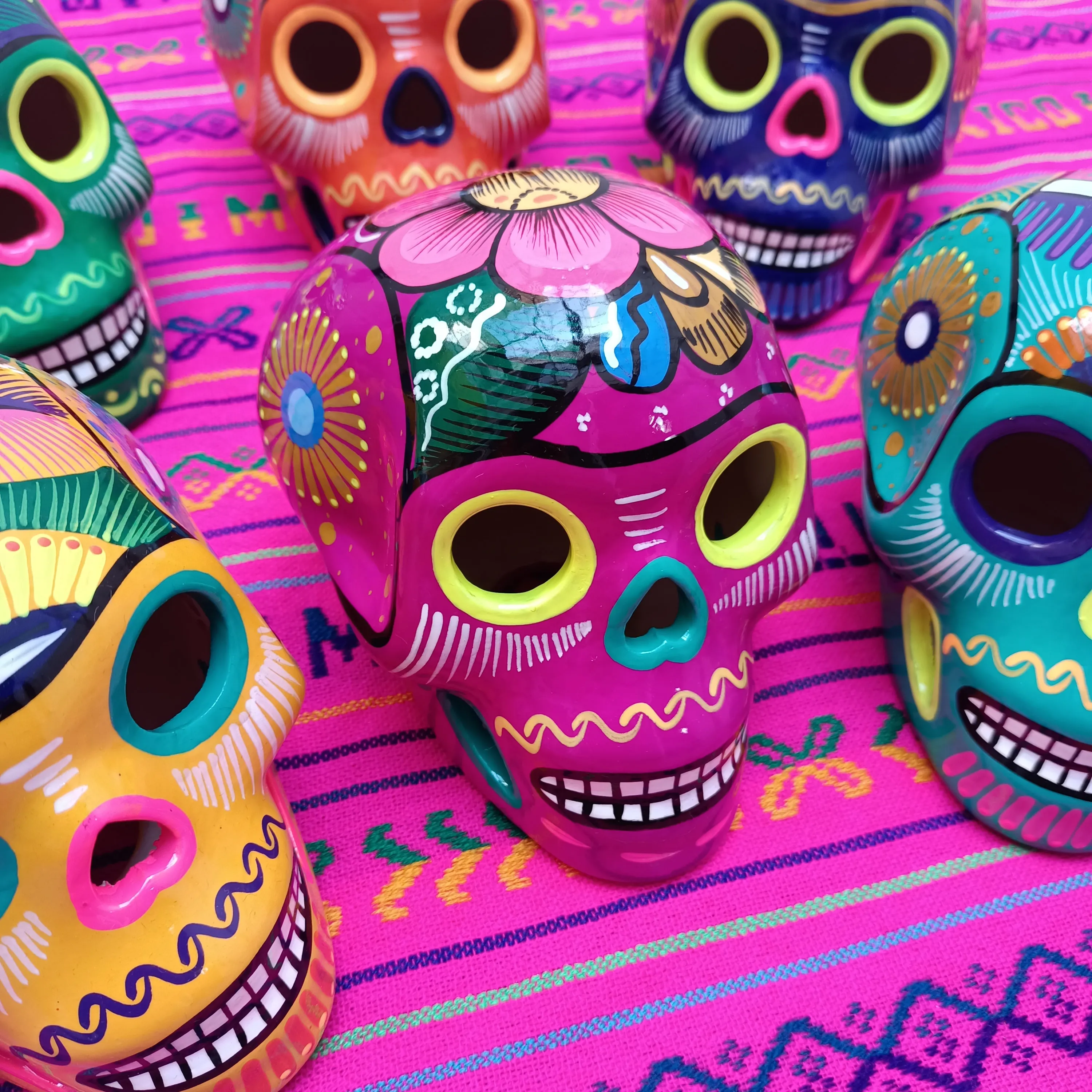 Mexican Ceramic Skulls Wholesale | Medium Sized Hand-painted Day of the Dead Decor