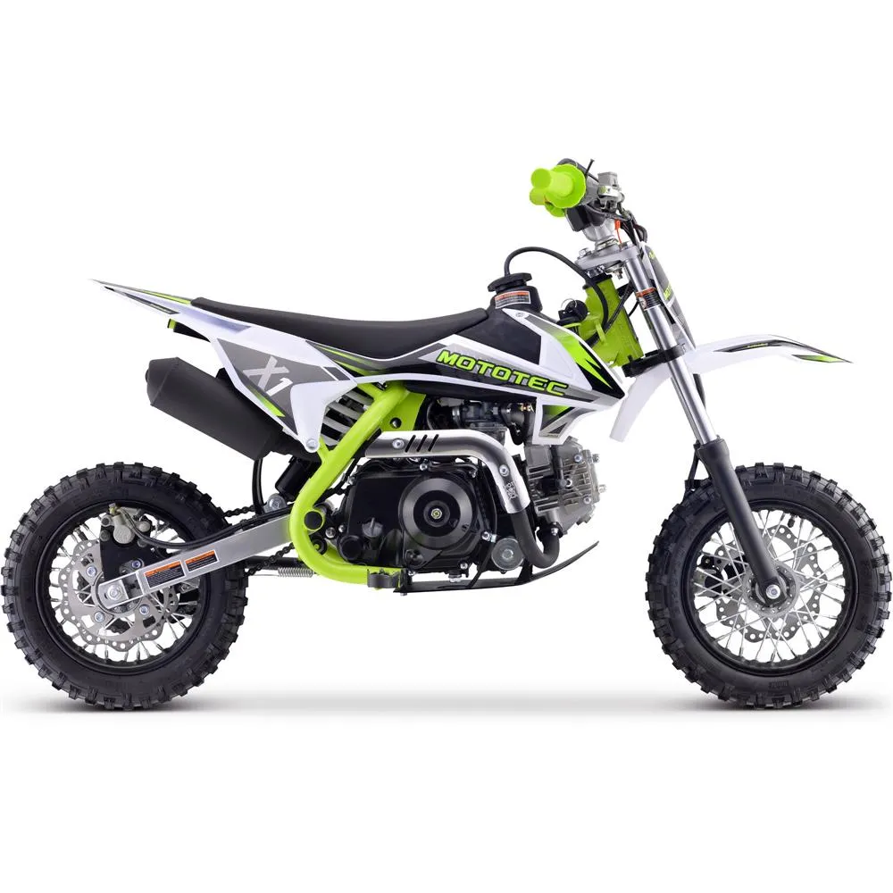 MotoTec X1 110cc 6.7HP 4 Stroke Green Gas Powered Dirt Bike