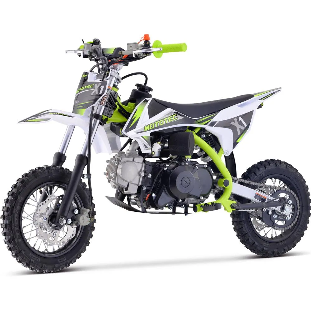 MotoTec X1 110cc 6.7HP 4 Stroke Green Gas Powered Dirt Bike