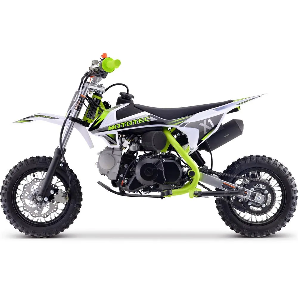 MotoTec X1 110cc 6.7HP 4 Stroke Green Gas Powered Dirt Bike