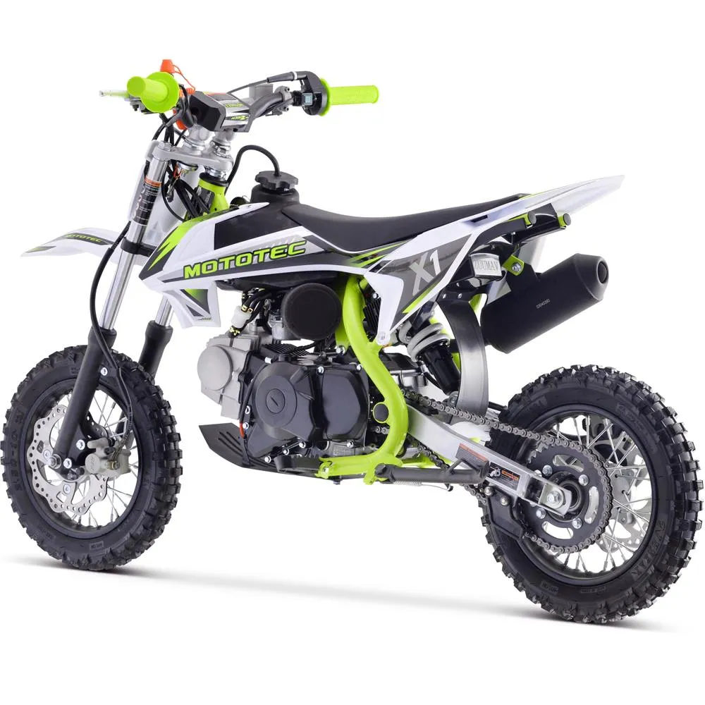 MotoTec X1 110cc 6.7HP 4 Stroke Green Gas Powered Dirt Bike