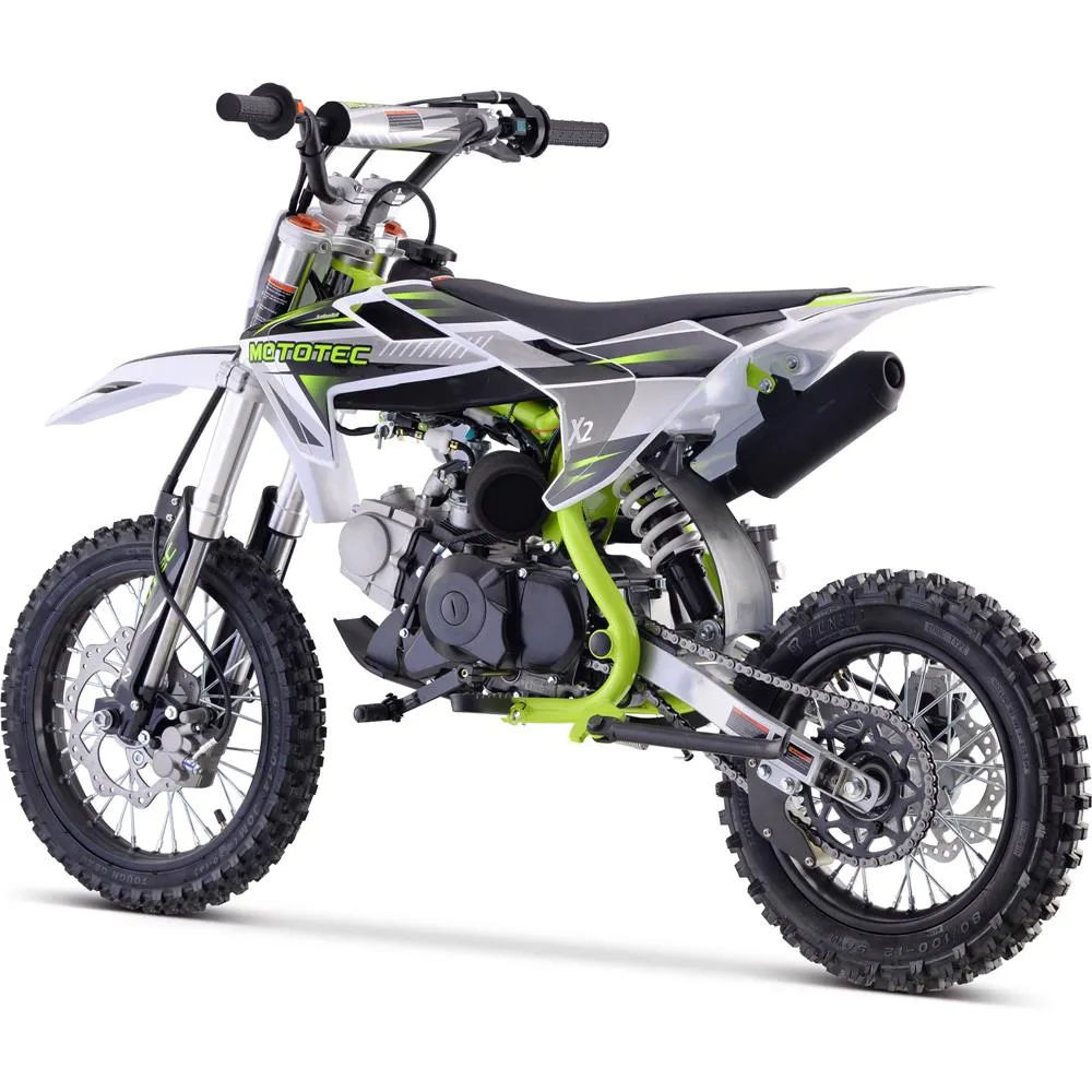 MotoTec X2 110cc 6.7HP 4 Stroke Green Gas Powered Dirt Bike