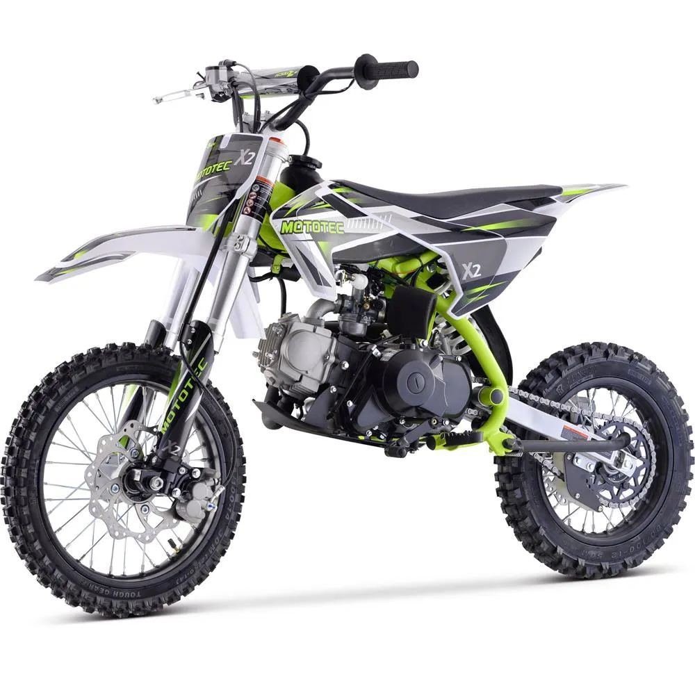 MotoTec X2 110cc 6.7HP 4 Stroke Green Gas Powered Dirt Bike