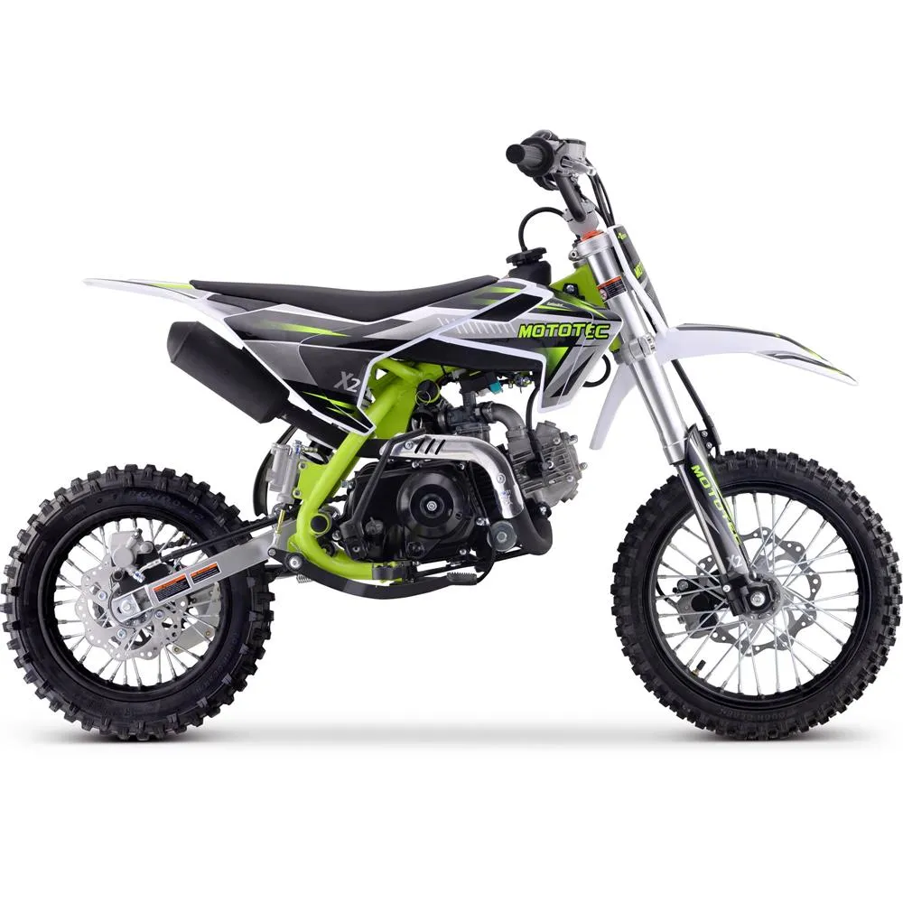 MotoTec X2 110cc 6.7HP 4 Stroke Green Gas Powered Dirt Bike