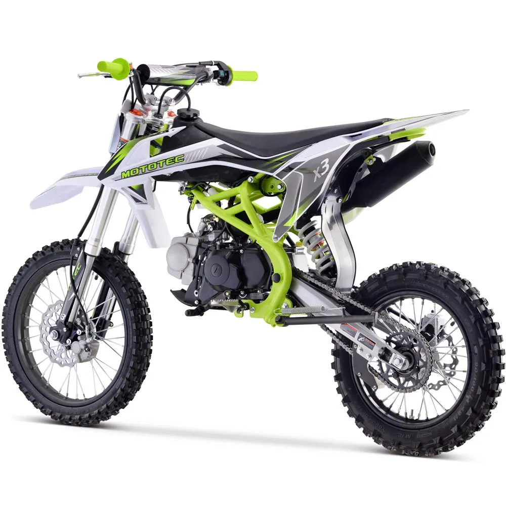 MotoTec X3 125cc 8.3HP 4 Stroke Green Gas Powered Dirt Bike