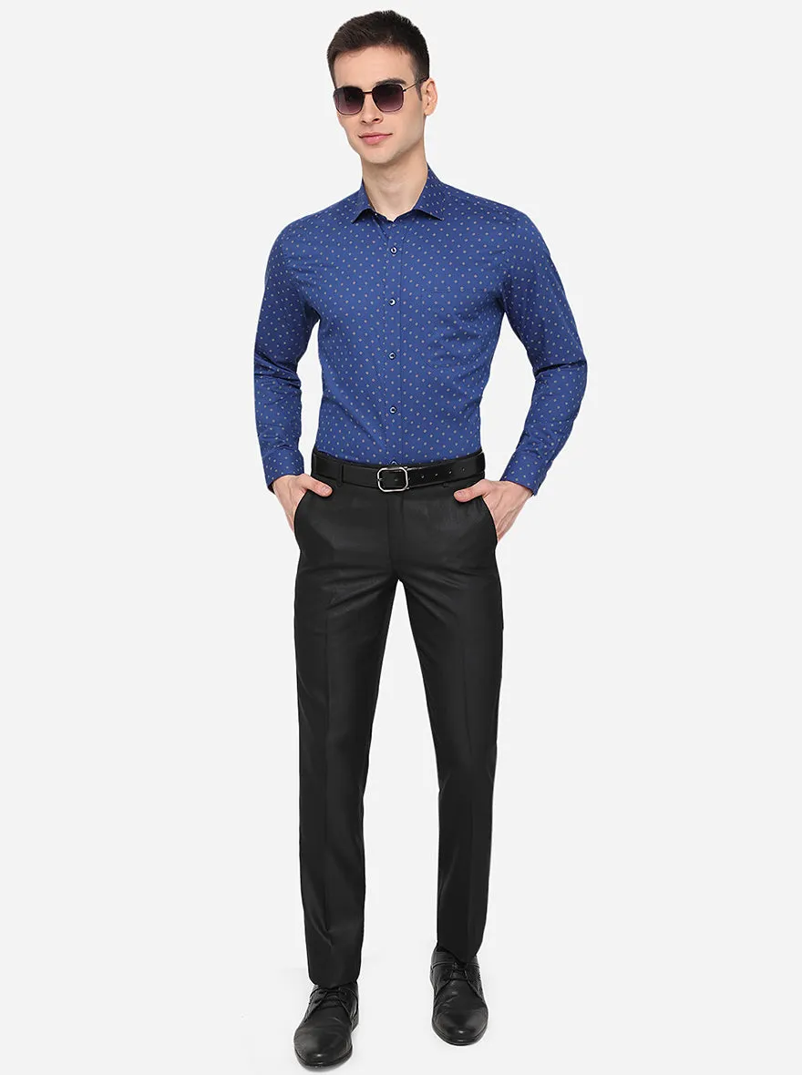 Parade Blue Printed Slim Fit Formal Shirt | Greenfibre