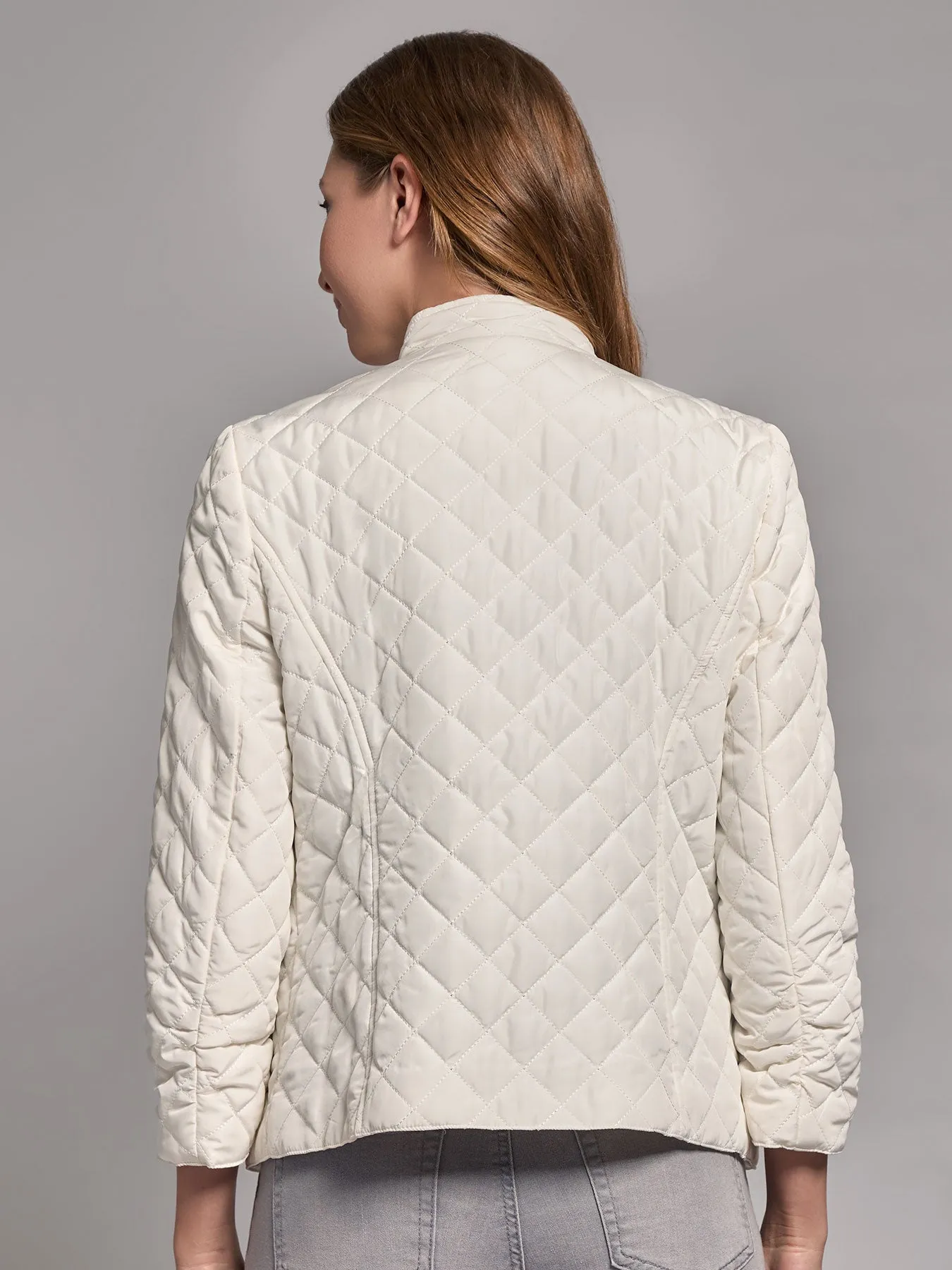 Quilted Button-Detail Military Band Jacket