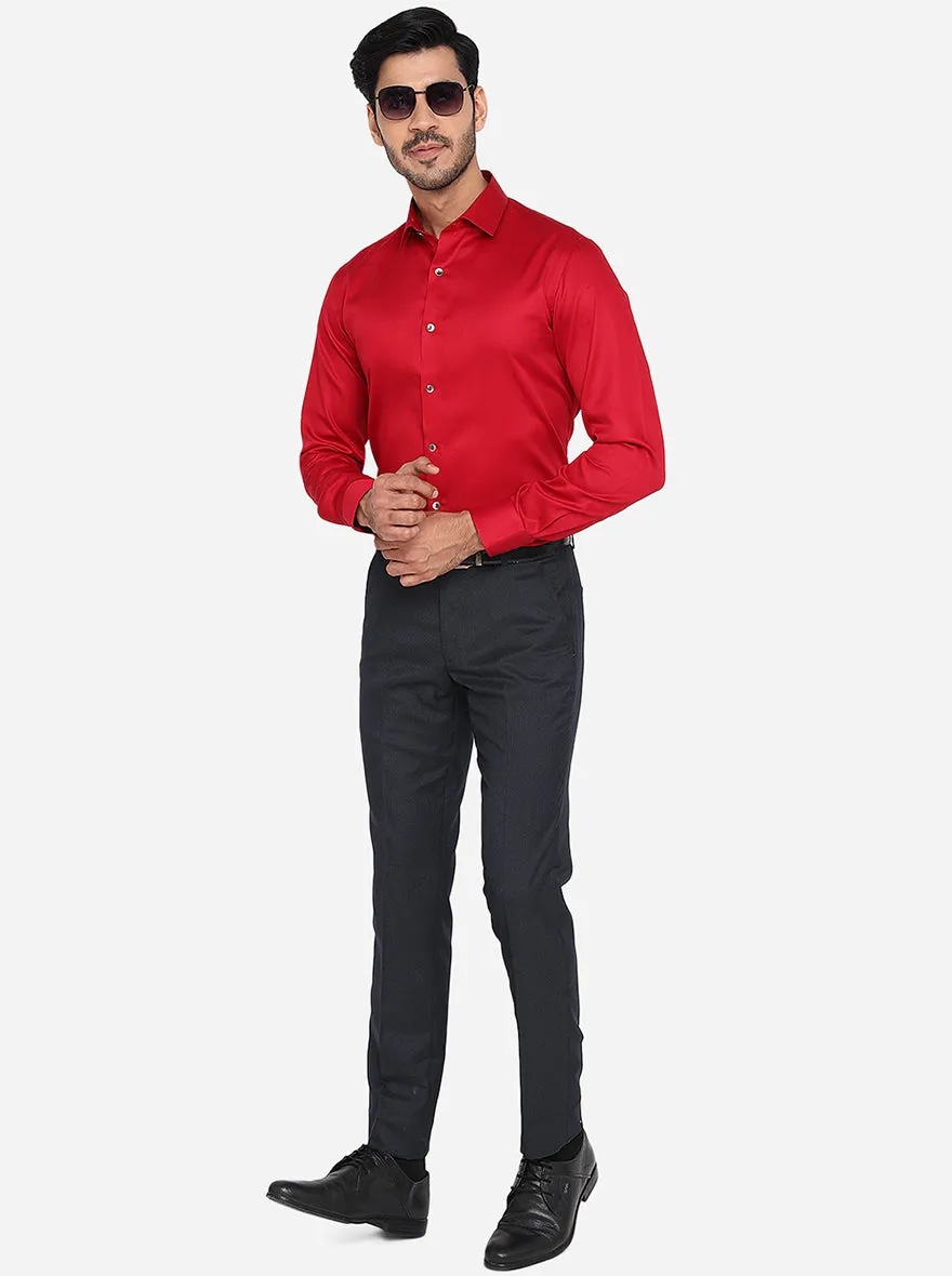 Red Solid Slim Fit Party Wear Shirt | Wyre