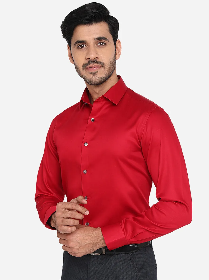 Red Solid Slim Fit Party Wear Shirt | Wyre