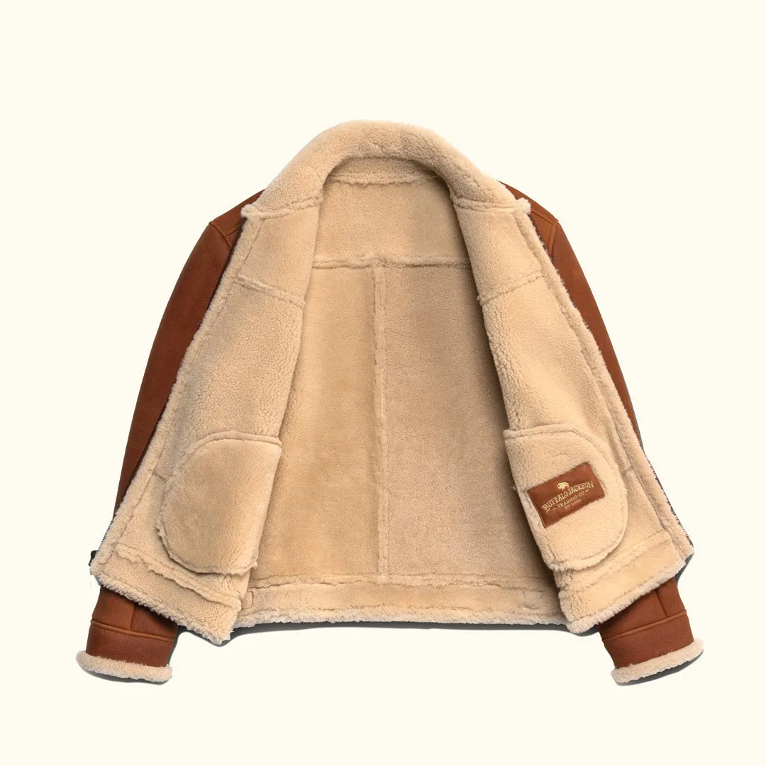 Shearling Leather Bomber Jacket | Whiskey Brown