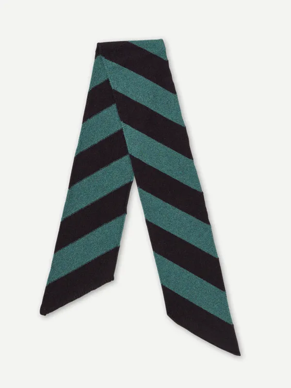 SMALL DIAGONAL STRIPE SCARF BLACK & COSSACK