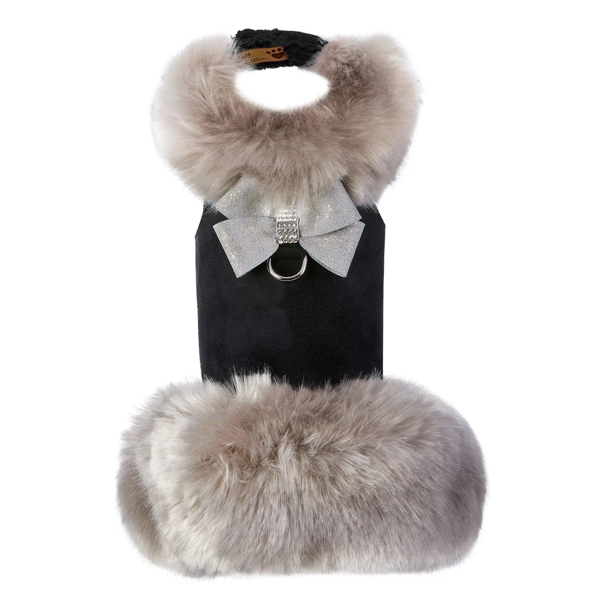 Soft Silver Fox Coat with Platinum Glitzerati Nouveau Bow