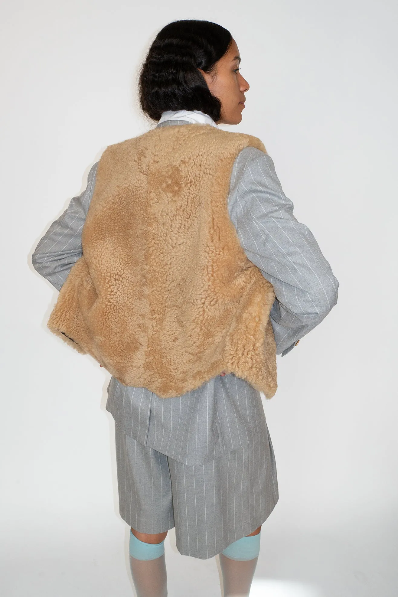 SUNFLOWER, Shearling Vest, Beige