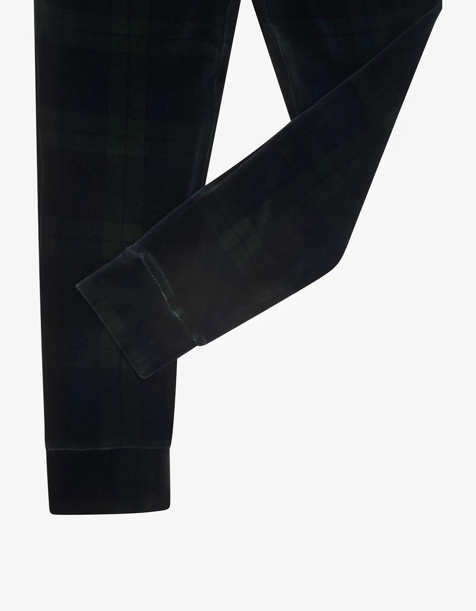 Tartan Print Velvet Track Pants