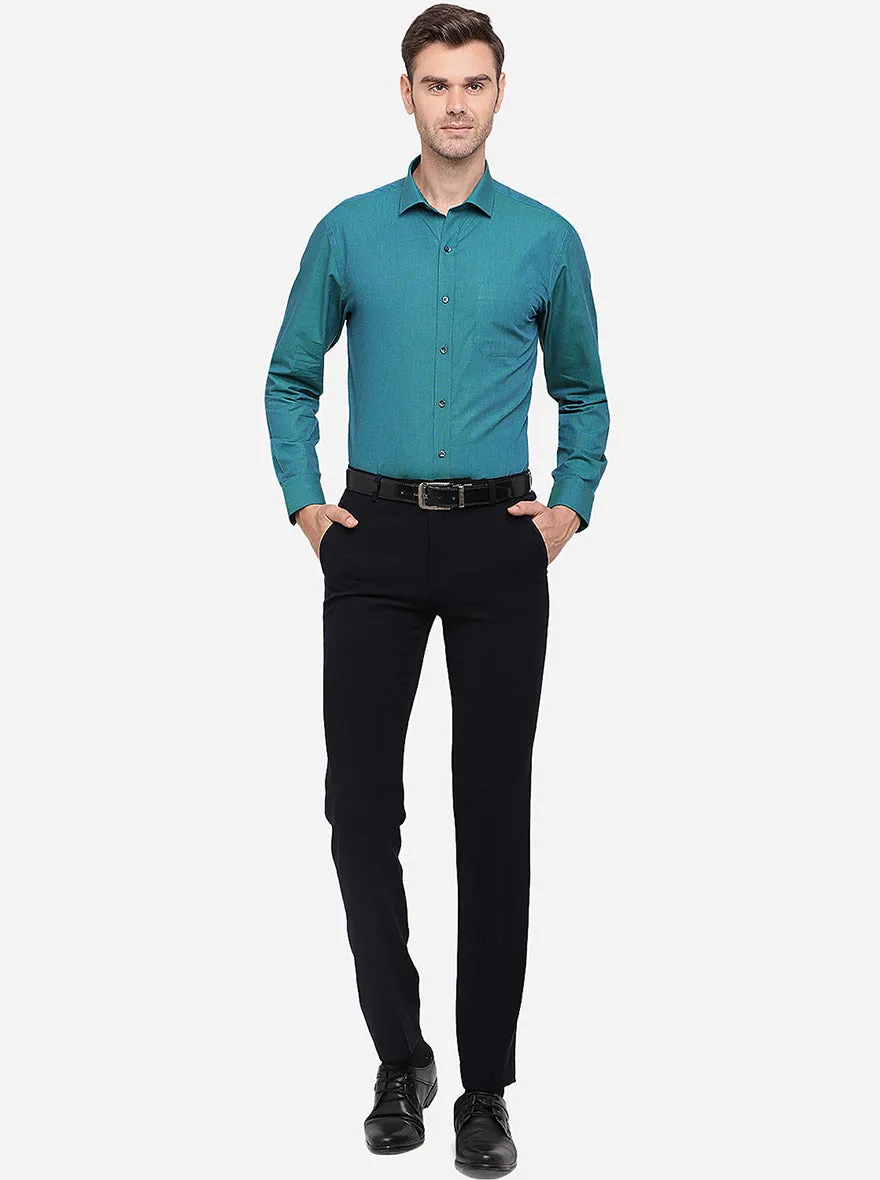 Teal Green Solid Regular Fit Formal Shirt | Greenfibre