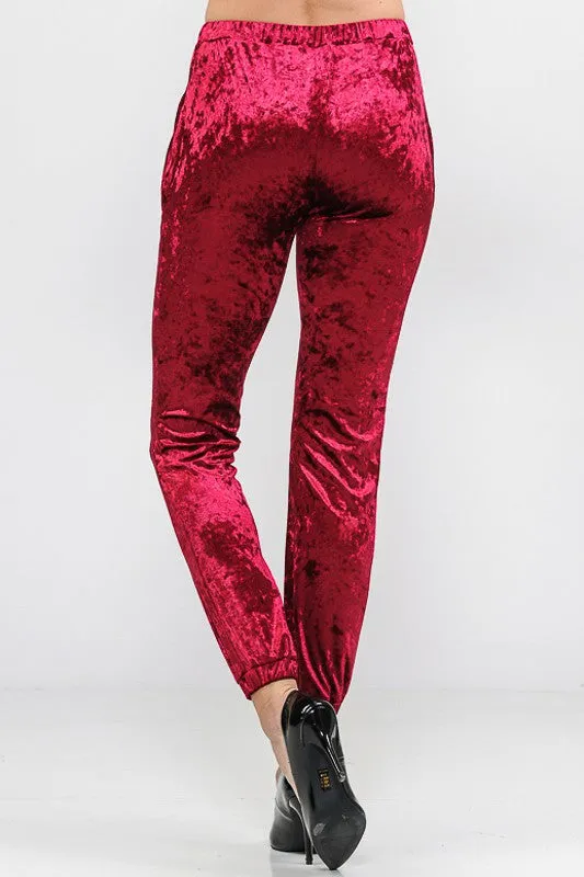 TEEK - BURGUNDY SOLID ICE VELVET JOGGERS PANTS