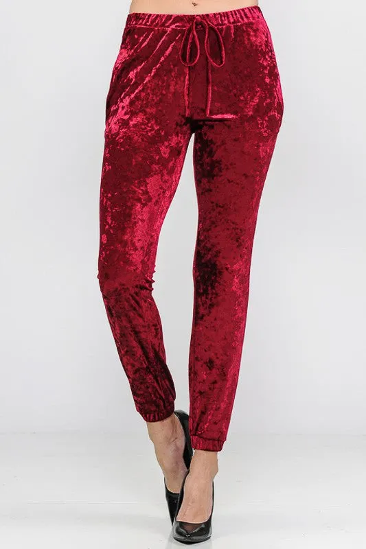 TEEK - BURGUNDY SOLID ICE VELVET JOGGERS PANTS