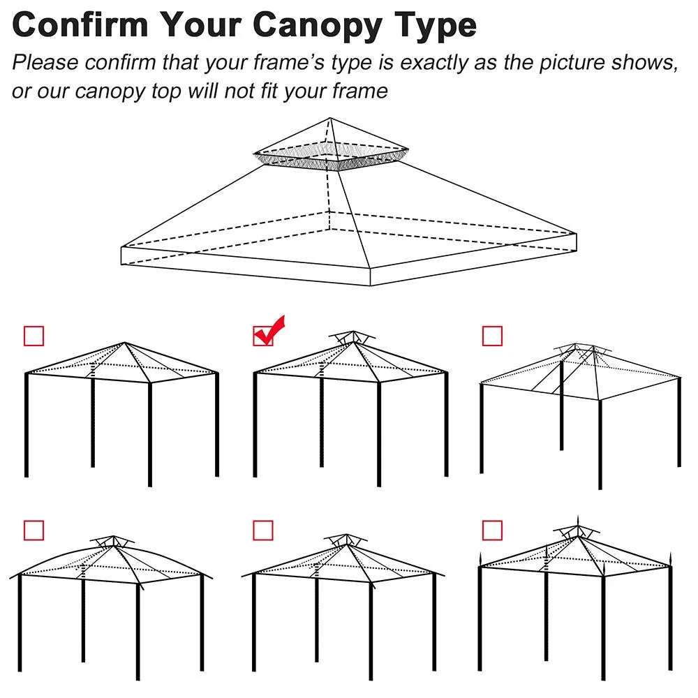 TheLAShop 10x10 ft Dual-tier Gazebo Canopy Replacement Top