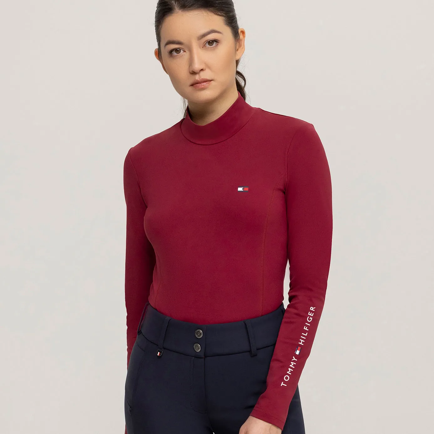 Tommy Hilfiger Virginia High Neck Base Layer - Rouge