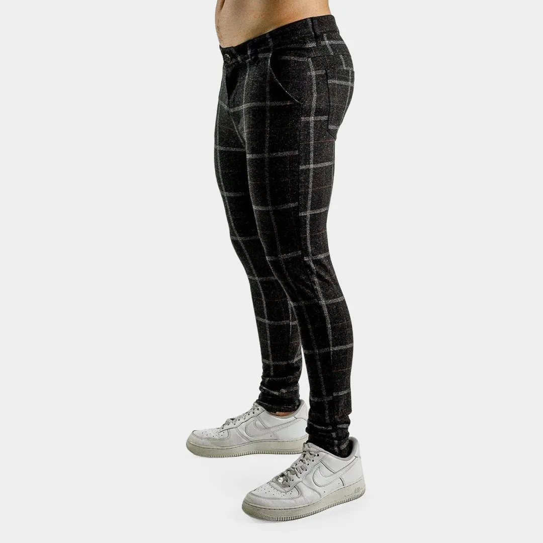 Ultra Stretch Chino Pants - Skinny Fit - Black Checkered