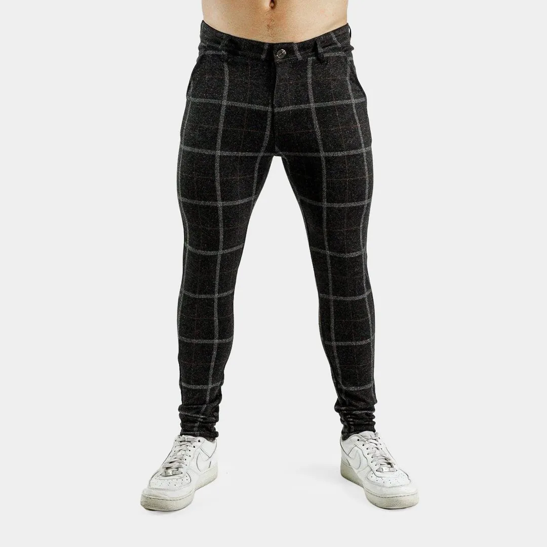 Ultra Stretch Chino Pants - Skinny Fit - Black Checkered