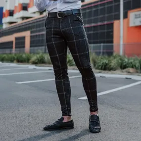 Ultra Stretch Chino Pants - Skinny Fit - Black Checkered