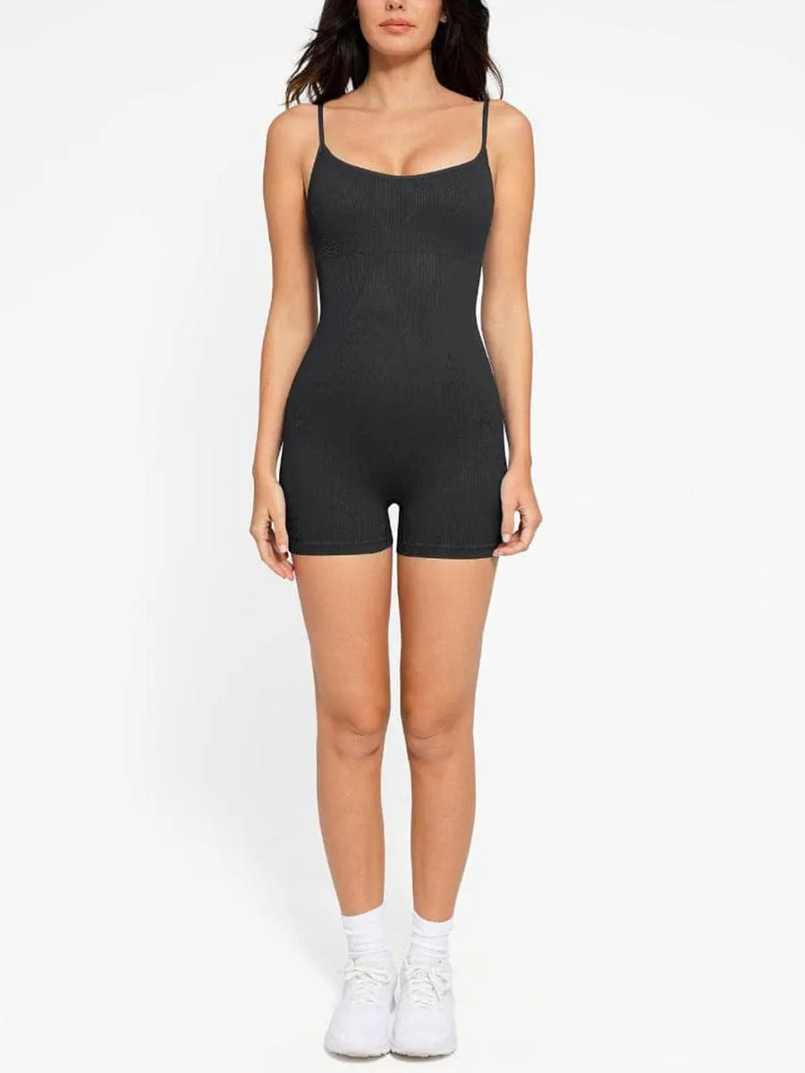 Wholesale Eco-friendly🌿 Seamless Ribbed Tank Shapewear Romper with Adjustable Straps