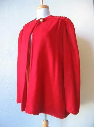 Women's 40s Jacket Red Velvet Dress Coat Vintage Embellished Medium VFG