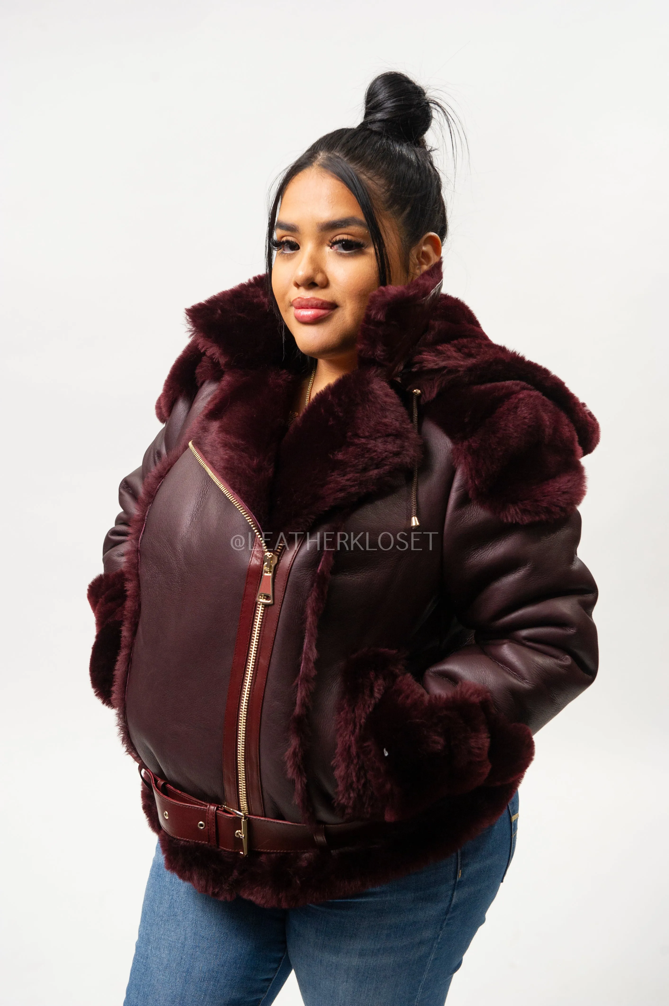 Women's Angela Real Sheepskin Biker Jacket