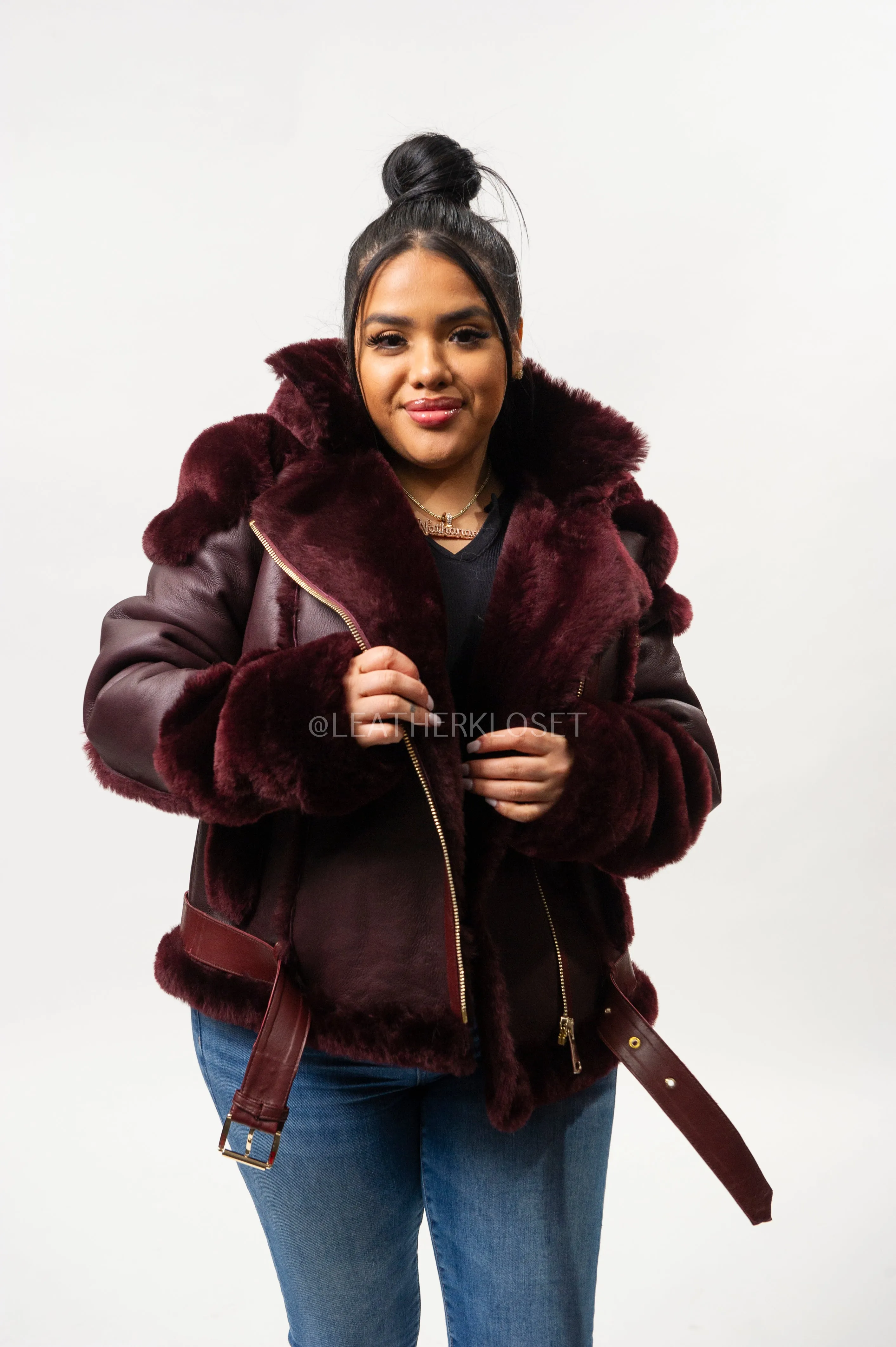 Women's Angela Real Sheepskin Biker Jacket