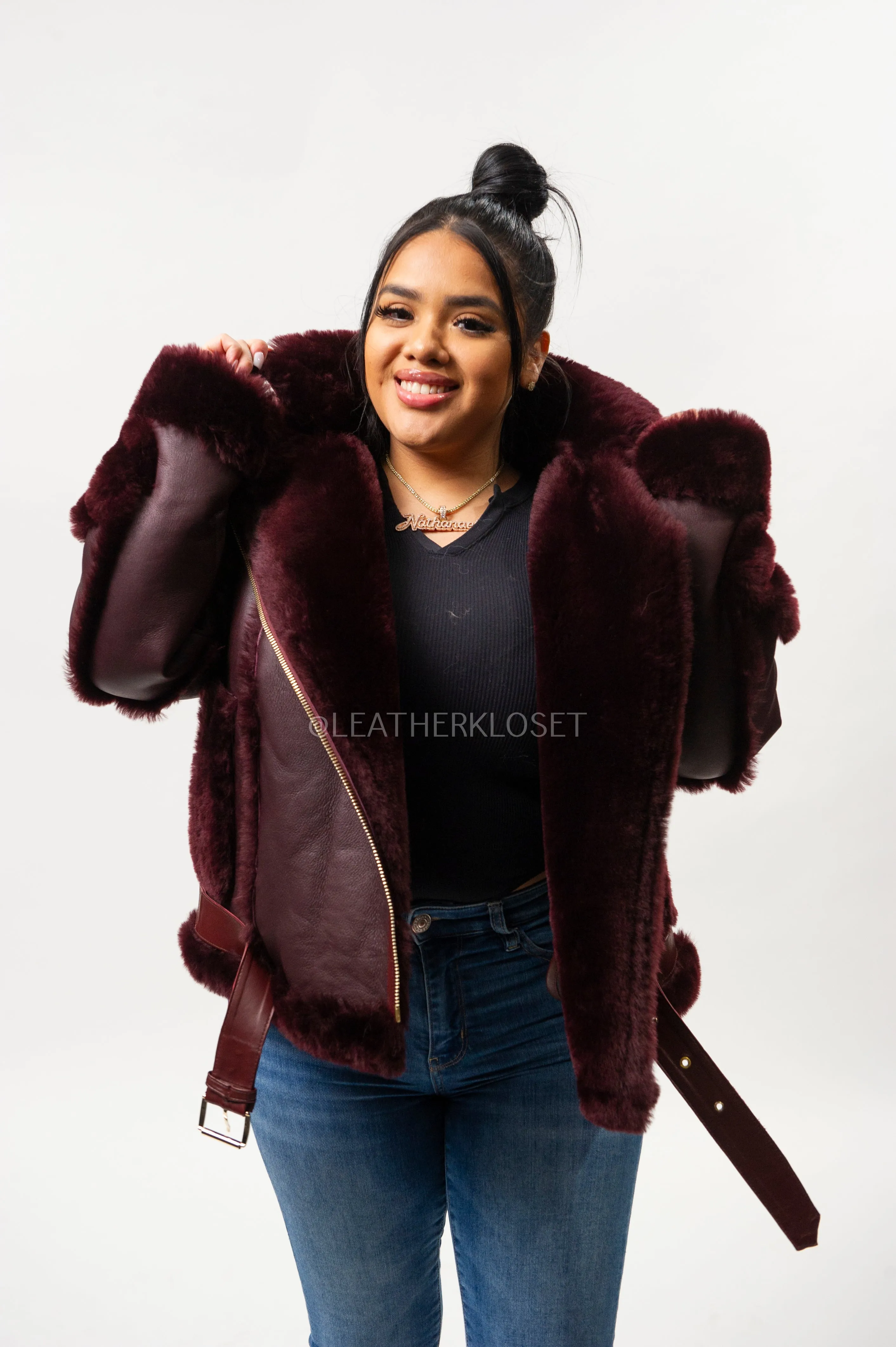 Women's Angela Real Sheepskin Biker Jacket