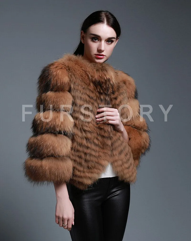 Women's Genuine Raccoon Fur Coat Women Full Sleeve Winter jacket Female 151166