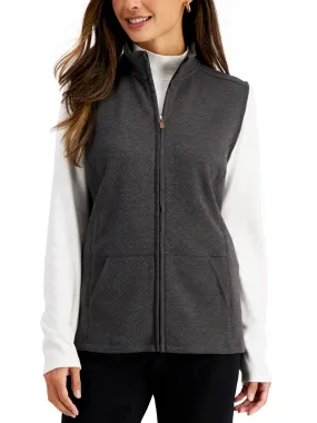 Women's Quilted Fleece Vest,Dark Grey