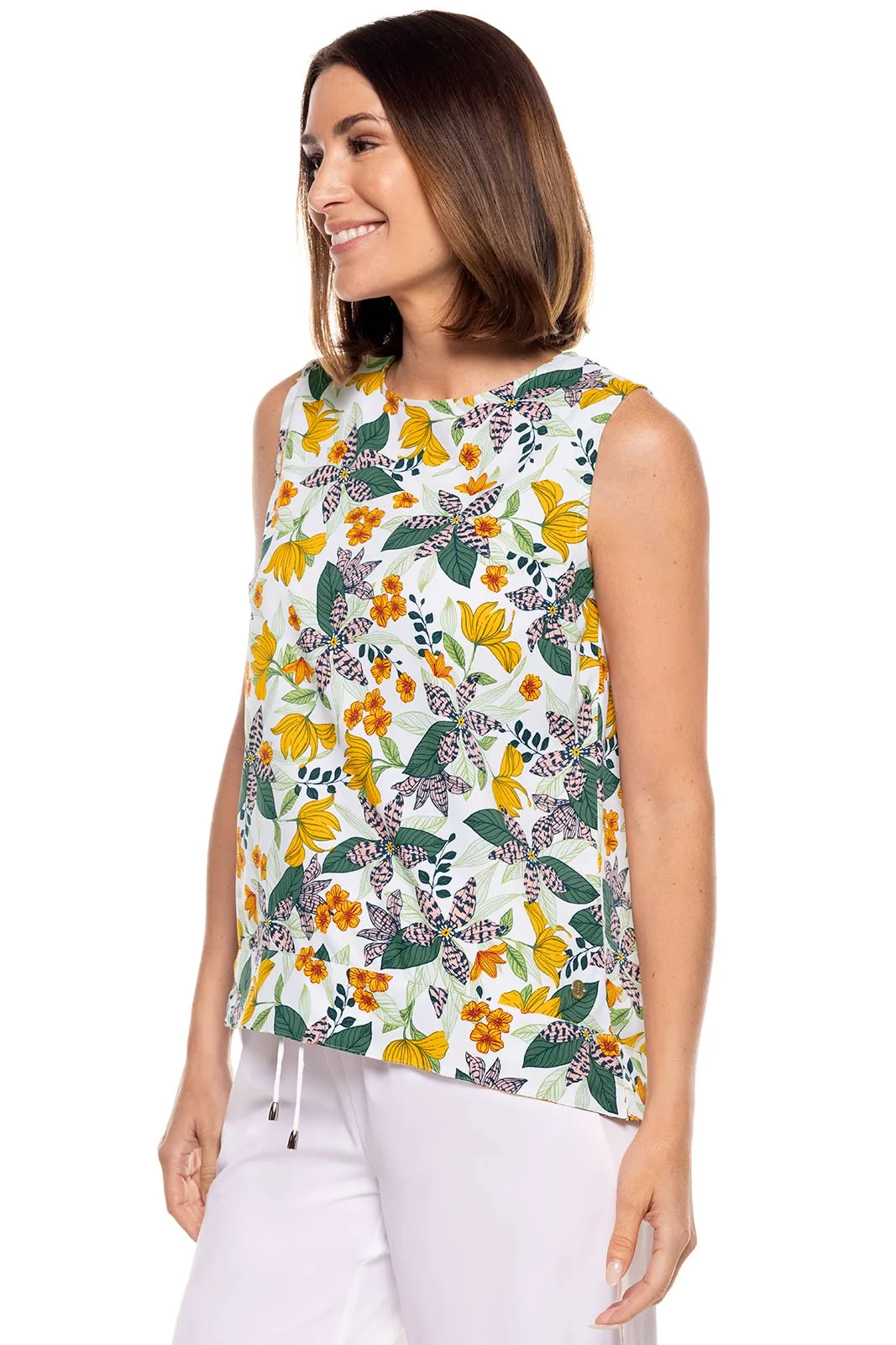 Women's St. Tropez Swing Tank Top  |  Apricot Crush Floral Paradise