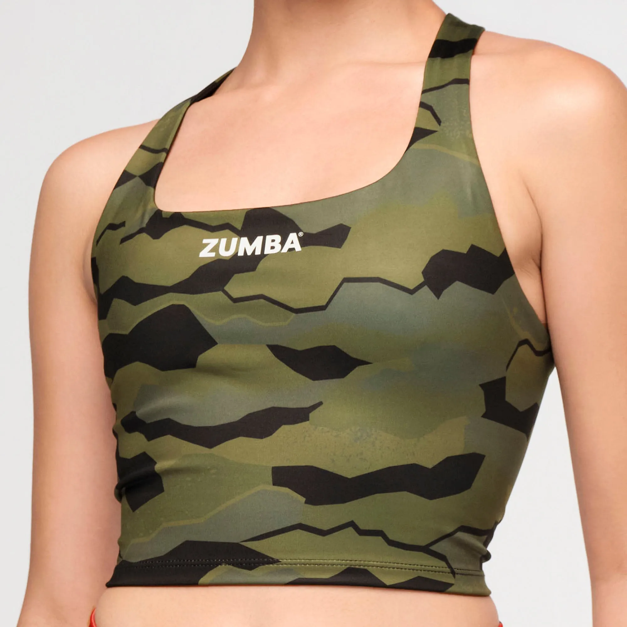 Zumba® Explore Square Neck Tank Bra - Olive Expedition